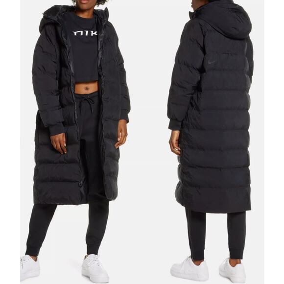Nike Black Down-Fill City LONG LENGTH Puffer Parka Coat - Picture 7 of 7